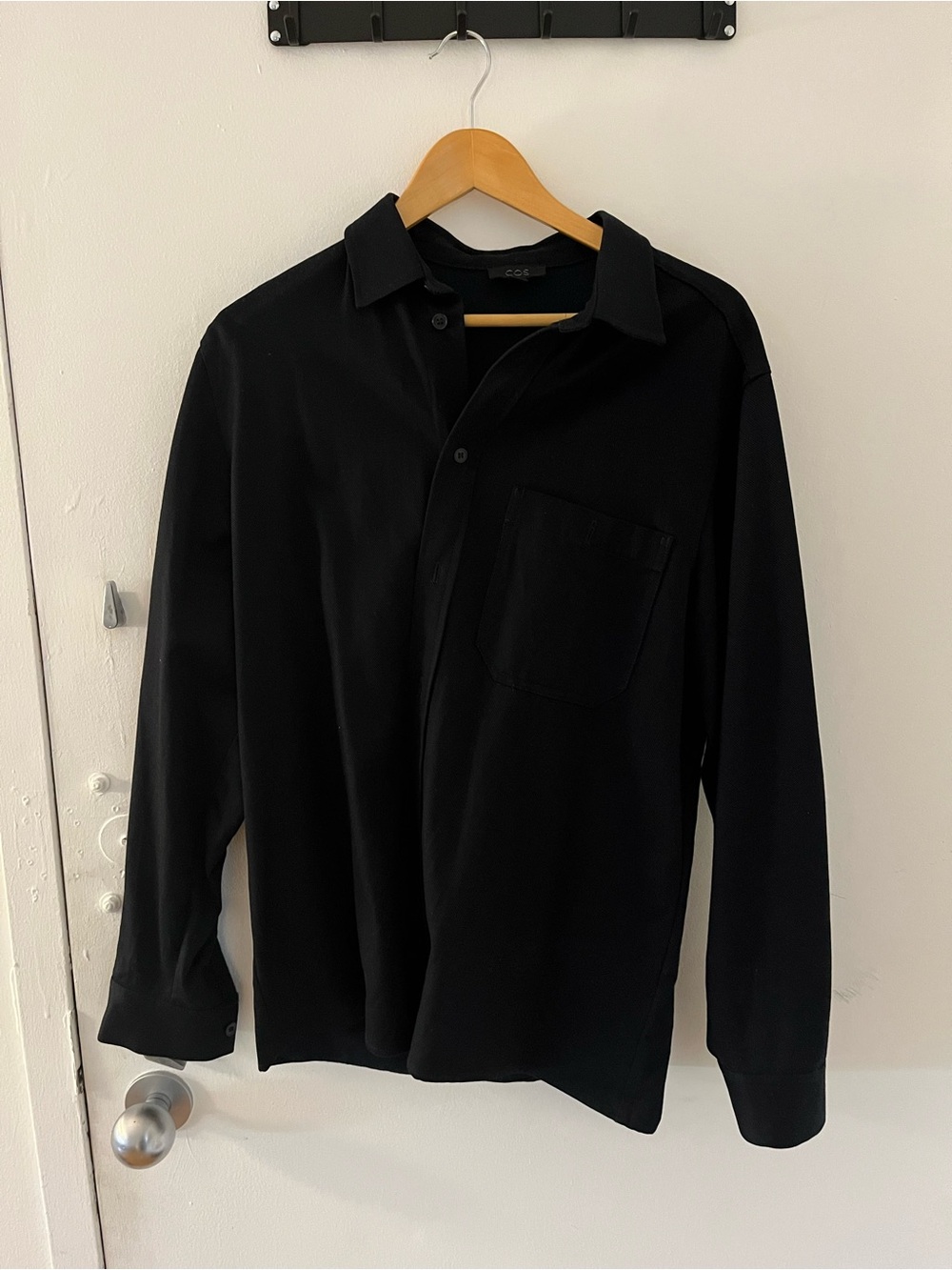 COS - navy relaxed brushed button up over-shirt - cotton blend - small - Picture 2 of 2